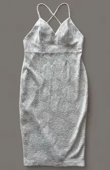 GUESS White Floral Lace Cocktail Party Evening Body-con Dress | Womens Size L