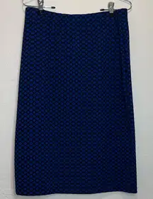 Vintage Blue Geometric Patterned Stretchy Modest Skirt