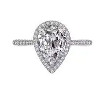 SIZE 7 925  3CT Emerald Cut Sparkling Water Drop Shape Rings