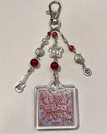 Pierce the Veil Keychain with Red and Silver Beads