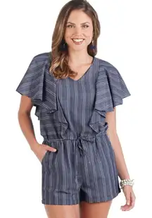 Mudpie‎ blue ISLA ROMPER women’s size XS pockets & drawstring