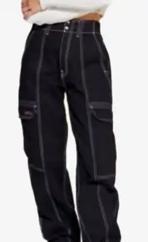 BDG Urban Outfitters Black contrast stitch cargo relaxed skate jeans