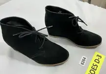 Womans Michaels Kors Rebeka Wedge Booties 7.5 W Black Lace Up Round Toe