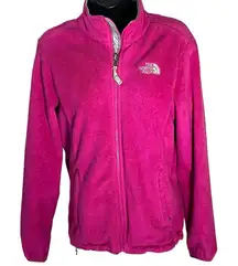 THE NORTH FACE WOMENS FULL ZIP SMALL FLEECE BRIGHT PINK JACKET WITH‎ POCKETS