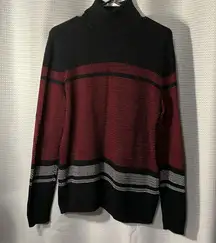 Karen Scott Pullover 100%Cotton Sweater Red, Black & Gray Women’s size Medium.