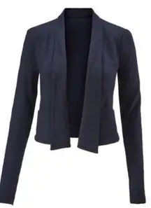 Navy Knit Cropped Cardigan Jacket