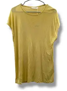 Everlane Tight Knit Dark Yellow Gold Short Sleeve Lightweight Top Sz L‎ NEW