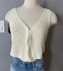 12th Tribe Fawn Cream Knit Vest, Cream, M