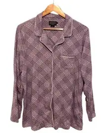 Pendleton Night Shirt Women Button Up Size XL Purple Long Sleeves Pj Top EUC