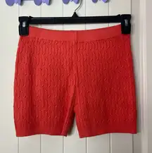Daisy women’s coral cable knit thick stretchy elastic waist sweater shorts small