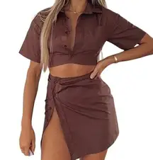 WHITE FOX Boutique Love Triangle Mini Dress in Chocolate Brown Medium M