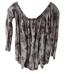 Truly Madly Deeply Gray Floral Off Shoulder Blouse Medium