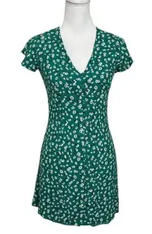 RAILS Helena Floral Mini Dress Green Women’s Size XS Flutter Sleeve A-Line