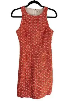 Gap Orange Retro Graphic Print Lined Tailored Dress Size 0 1970s Mod Go-Go