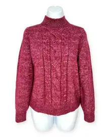 Banana Republic | NWOT | Small | Cranberry Speckled Cable Knit Mock Neck Sweater