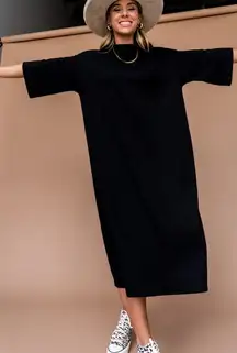 Ozzy ribbed Dress in Black Midi Dress dressed in Lala XL sold out nwot spring