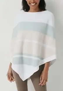 Barefoot Dreams CozyChic Ultra Lite Ocean Breeze Poncho Pink Multi Stripe OS NWT