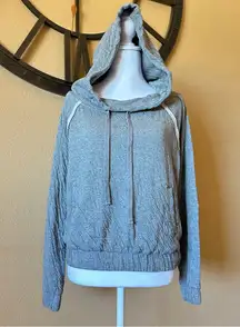 Free People Womens Medium Kimmie Hoodie Gray Cropped Long Sleeve