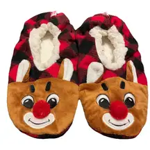 Rudolph the Red Nosed Reindeer Slipper Socks Slip Resistant Unisex Adult M-L EUC