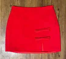 Women’s red pencil skirt with bow details 