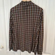 Ann Klein Houndstooth Print Blouse Size XL