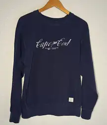 Cuffy’s Cape Cod Sweatshirt Navy Blue Cotton Large Nautical Coastal Mass