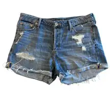 Women’s Abercrombie and Fitch distressed cut off high rise denim shorts size 32