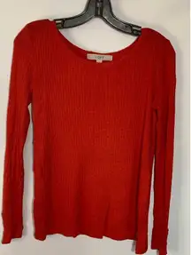 LOFT Women's Pullover Shirt Long Sleeve Ribbed Stretch Round Neck Size Small