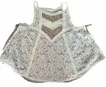 Maurice's  Medium Lace Bib Floral Under Design Flowy Double Layered Tank Top M