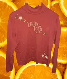 Good Clothes Orange Mock Turtleneck with Paisley and‎ Floral Design Size Large
