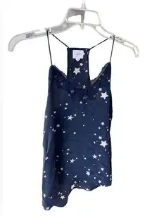 Cami NYC Womens Silk Star Print Racer Tank Top Navy Blue Size Extra Small