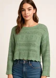 Altar’d State Sage Green Crochet Knit Sweater NWT XS