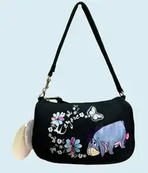 Disney Black Shoulder Bag with Floral and Eeyore Design