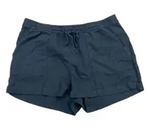 J Crew Linen & Viscose Blend Drawstring Shorts Size M Black