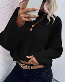 Black batwing sleeve oversized sweater