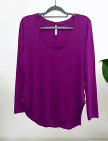 Fabletics Long Sleeve Activewear Shirt Top With Scoop Neck Purple Size XL