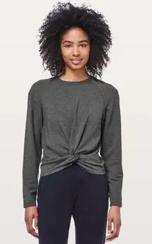 Lululemon Tuck & Gather Pullover Sweatshirt Heathered Mod Black Size 8,10?