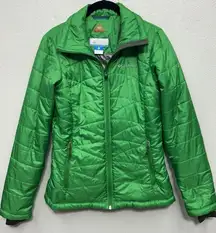 Columbia Omni Shield Womens Puffer Jacket XS Green Advanced Repellent Thumbholes