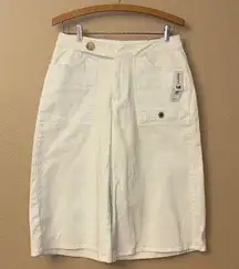 NEW! Duck Head Jeanswear Size 8 WHITE Stretch Denim Long Bermuda Shorts Culottes Split Skirt Capris
