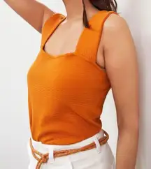 Anthropologie Daily‎ Practice Textured Square-Neck Tank Top Shirt In Copper Sz S