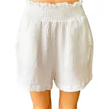 C & C CALIFORNIA White Gauze High Rise Smocked Waist Shorts ~ Women's MEDIUM