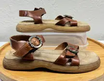 Earth Shoe Minnow 2 Sandal 6.5 Tan‎ Leather Comfort Y2K Cottagecore Western Boho