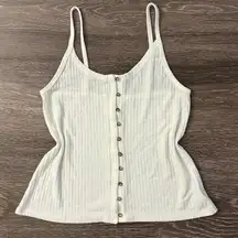 American Eagle Rib Button Front Cami Top Size S Cream