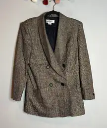 Vtg Sak's 5th Avenue plaid silk blazer jacket