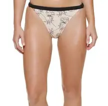 NWT Calvin Klein Logo Ring Printed Bikini‎ Bottoms Cream Multi