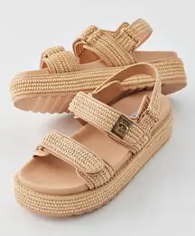 Steve Madden Bigmona Raffia Platform Sandals in Tan Wicker Size Women’s 8.5