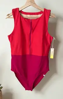 Summersalt the surge zip Front one piece swimsuit summer berry 12 NEW