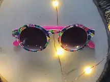Round-Frame Floral Patterned Sunglasses