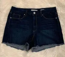 Jessica Simpson Uptown High Rise stretch denim shorts raw hem 29