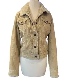 Abercrombie & Fitch Vintage Corduroy Sherpa Quilt Lined Snap Closure Coat Large